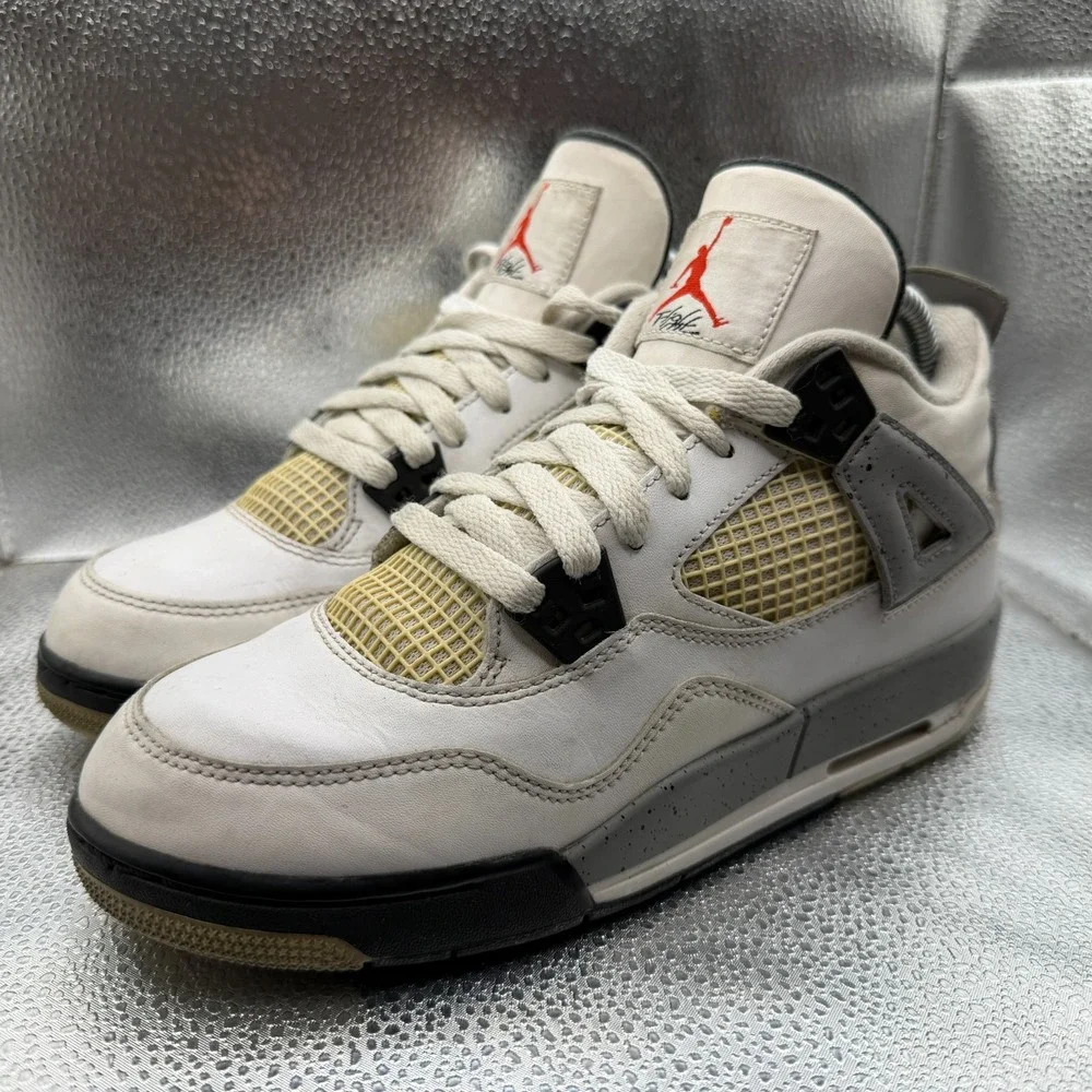 Size 6Y Nike Air‎ Jordan 4 Retro White Cement Youth Sneaker Shoes 836016-192
